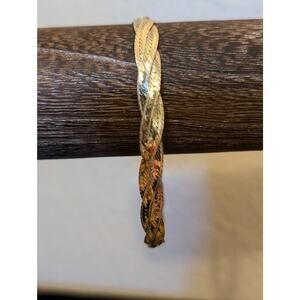 925 Italy Sterling Silver Braided Diamond Cut Herringbone Bracelet